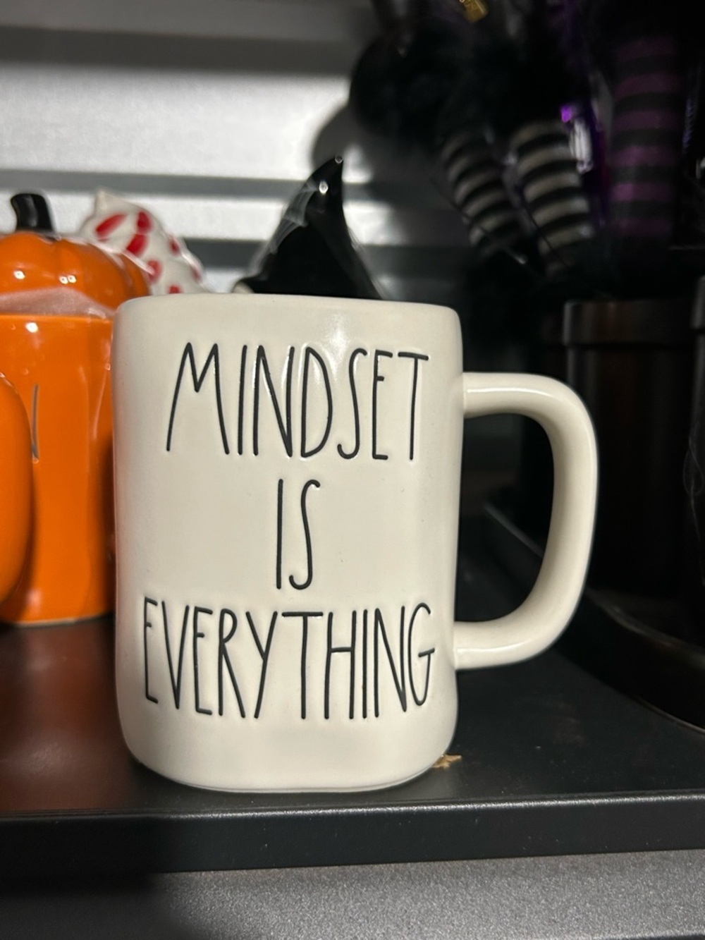 Rae Dunn White Ceramic 'Mindset Is Everything' Mug with Black Lettering